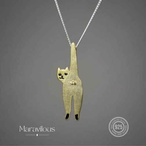Colar de Prata 925 - Funny Cat