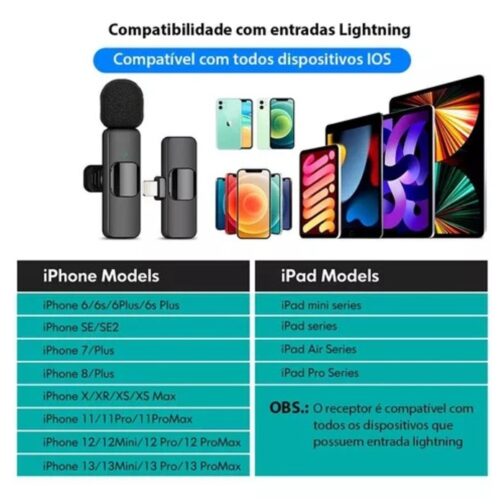 Microfone Para Iphone de Lapela Wireless Lightning Pro MT2218A - Image 5