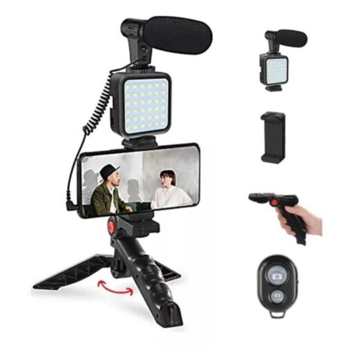 Kit Completo para YouTube e Vlog: Tripé, Suporte para Celular e Câmera, Microfone e Controle Remoto - Image 3