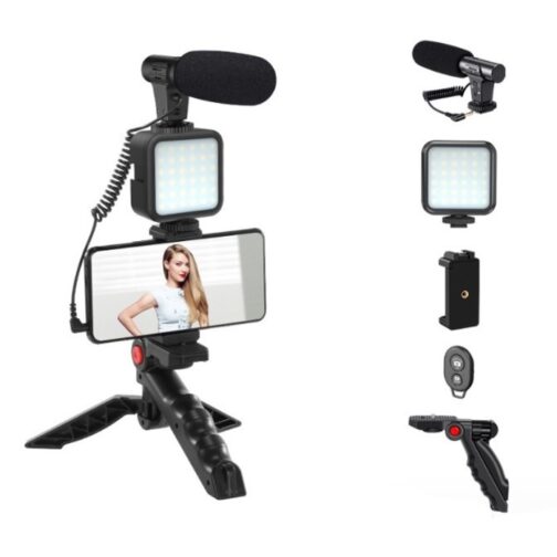 Kit Completo para YouTube e Vlog: Tripé, Suporte para Celular e Câmera, Microfone e Controle Remoto - Image 7