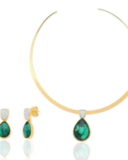 Conjunto Esmeralda Aro – Banho Ouro 18k