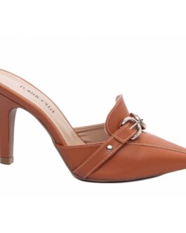 Scarpin Mule Elegance com Fivela Caramelo