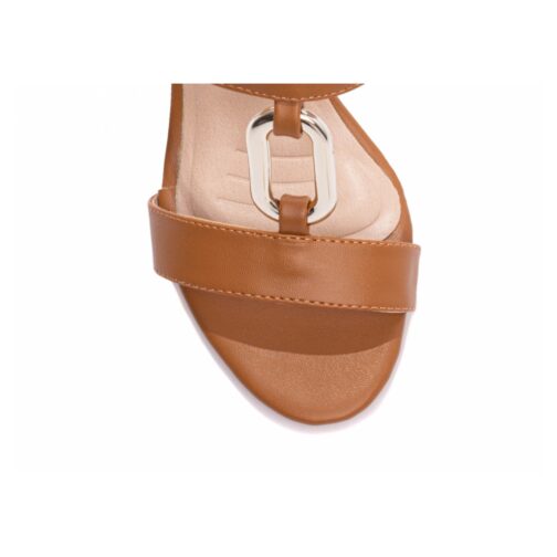 Sandália Femina Charm Fivela Dourada - Caramelo - Image 6